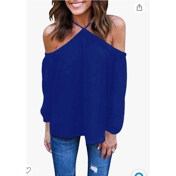 Women's Spaghetti Halter Off The Shoulder Blouse Long Sleeve Shirt Tops - Picture 1 of 4